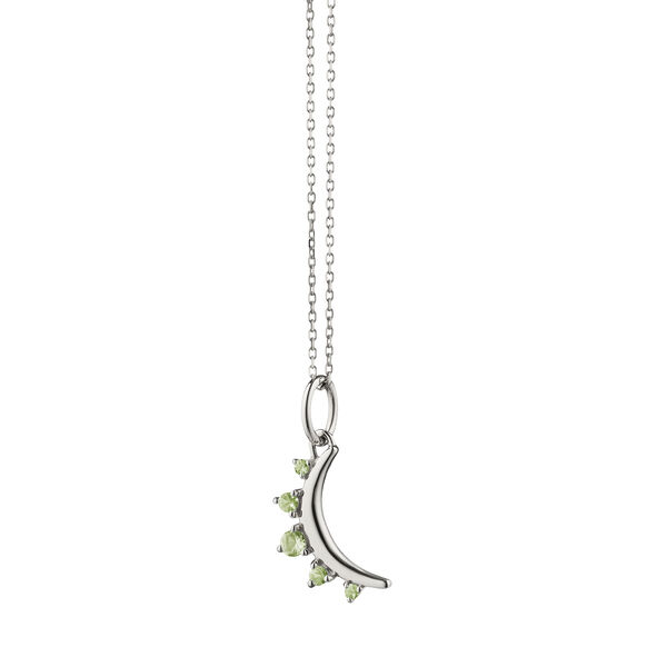 Pendentif Birthstones Mini Moon ao&ucirc;t en argent avec p&eacute;ridots